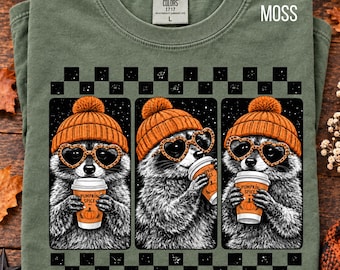 Cute Raccoon Shirt and Sweatshirt, Funny Halloween Raccoon Tee with Pumpkin Spice, Fall Raccoon Meme Shirt, Cute Autumn Gift