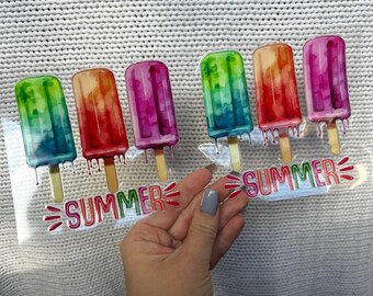 Summer Popsicles Uv Dtf Cup Decals - 16oz Uv DTF Cup Wrap - Ready to apply - Cute UV DTF Transfers - #082