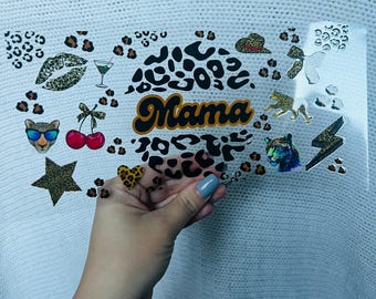 Leopard Mama Uv Dtf Cup Wrap - 16oz Uv DTF Cup Wrap - Ready to apply - Cute Leopard Mama UV DTF Transfers - #072