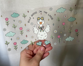 Silly Goose Cup Wrap - 16oz Uv DTF Cup Wrap - Ready to apply - Cute UV DTF Transfers - #402