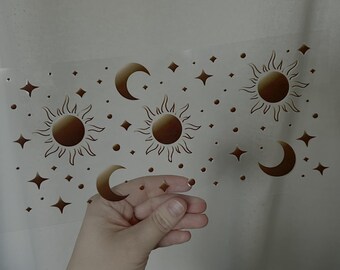 Moons and Stars Cup Wrap - 16oz Uv DTF Cup Wrap - Ready to apply - Cute UV DTF Transfers - #415