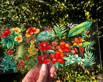 Hawaiian Flowers Uv Dtf Cup Wrap - UV Dtf Cup Wrap - 16oz UV DTF Transfer- Ready to Apply - Cute Cup Wrap #645