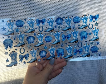 Coastal Cowgirl UV DTF Cup Wrap – Ready to Apply 16oz Transfer #065