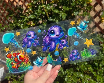 Baby Sea Turtles Uv Dtf Cup Wrap - UV Dtf Cup Wrap - 16oz UV DTF Transfer- Ready to Apply - Cute Cup Wrap #700