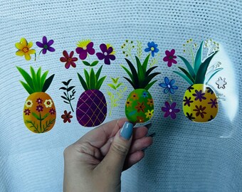 Cute Pineapple Uv Dtf Cup Wrap - 16oz Uv DTF Cup Wrap - Ready to apply - Cute Pineapple UV DTF Transfers - #127