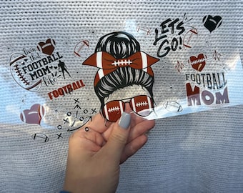 Football Mom #004 UV DTF Cup Wrap – Ready To Apply, 16oz
