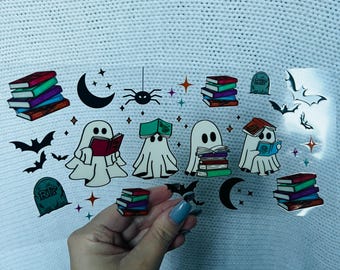 Bookish Ghost UV DTF 16oz Cup Wrap #129 – Ready to Apply