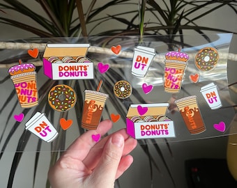 Drinks and Donuts Cup Wrap - UV Dtf Cup Wrap - 16oz UV DTF Transfer- Ready to Apply - Cute Cup Wrap #522