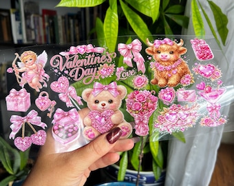 Valentine's Day Coquette Cup Wrap - 16oz Uv DTF Cup Wrap - Ready to apply - Cute Valentine's Day UV DTF Transfers - #316