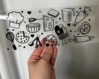 Baker Girl Cup Wrap - 16oz Uv DTF Cup Wrap - Ready to apply - Cute UV DTF Transfers - #358