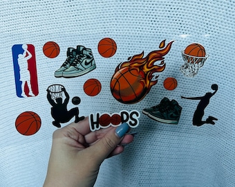 Basket Ball Uv Dtf Cup Wrap - 16oz Uv DTF Cup Wrap - Ready to apply - Cute Basket Ball UV DTF Transfers - #070
