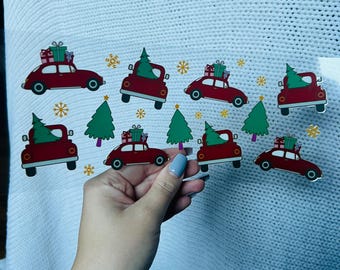 Going to get the Christmas Tree - 16oz Uv DTF Cup Wrap - Ready to apply - Cute Christmas UV DTF Transfers - #247