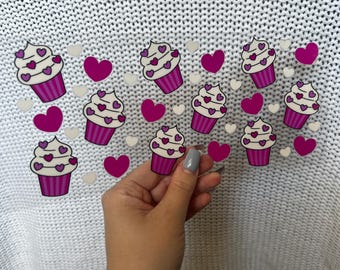 Valentine's Day Cup Cakes Cup Wrap - 16oz Uv DTF Cup Wrap - Ready to apply - Cute Valentine's Day UV DTF Transfers - #295