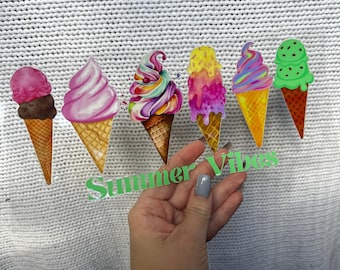 Ice Cream Cones UV DTF Cup Wrap – Summer Vibes Transfer (16oz)