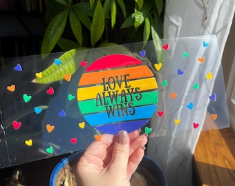 Love Always Wins Uv Dtf Cup Wrap - UV Dtf Cup Wrap - 16oz UV DTF Transfer- Ready to Apply - Cute Cup Wrap #585