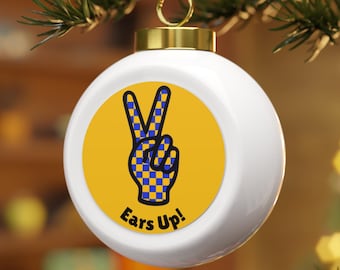 South Dakota State Jackrabbits Ears Up Christmas Ball Ornament
