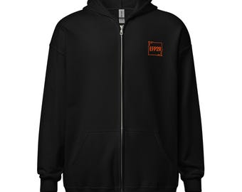 Moletom com zíper preto EFP2R – Moletom unissex bordado estilo streetwear