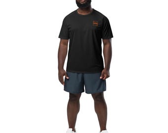 Camisa esportiva de malha preta | Camiseta esportiva unissex | Logotipo EFP2R bordado