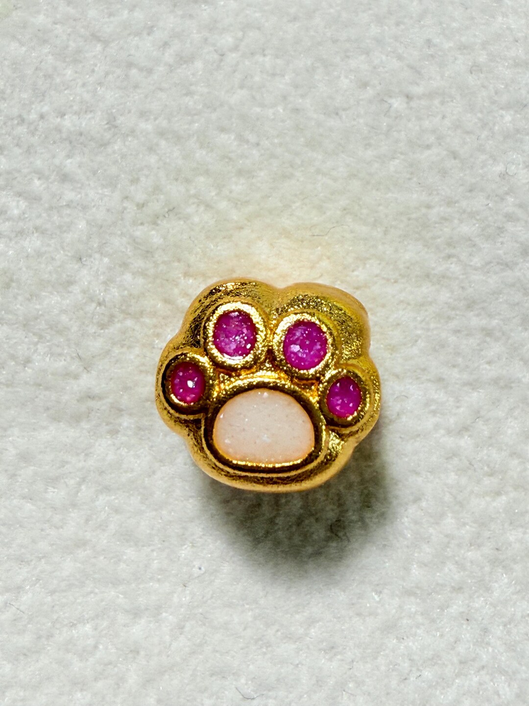 Gold Paw Print Charm With Red Enamel | Pet Lover Jewelry - Etsy