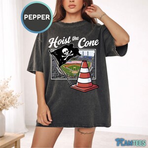 Hoist The Cone Funny Baseball Shirt, Meme Sports Fan Tee, Traffic Cone Pirate Design, Game Day Humor Comfort Colors® Shirt, DTF Printed Pepper