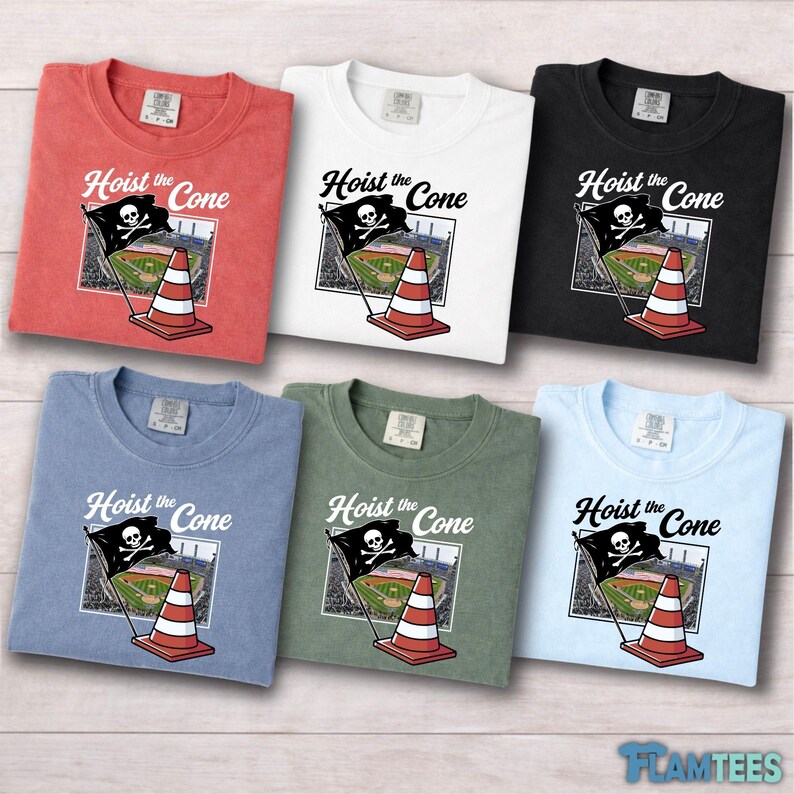 Hoist The Cone Funny Baseball Shirt, Meme Sports Fan Tee, Traffic Cone Pirate Design, Game Day Humor Comfort Colors® Shirt, DTF Printed image 4