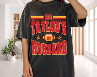 Go Taylor's Husband DTF Printed Shirt, Funny Football Fan Tee, Comfort Colors Game Day Tshirt