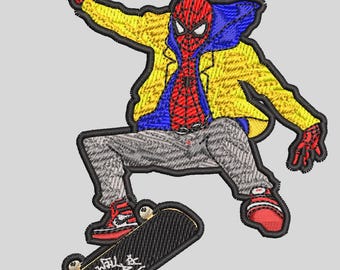 Embroidery Design, digital file, Embroidery machine, comic designs, skateboarding design, pes file / skater embroidery, spidy file, hype