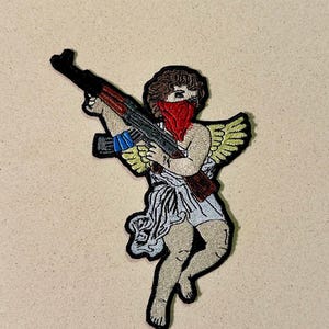 Parche para planchar ángel volador con ak47 / parches de bandana, parches ak47, parches de ángel, parches de tendencia para cualquier cosa