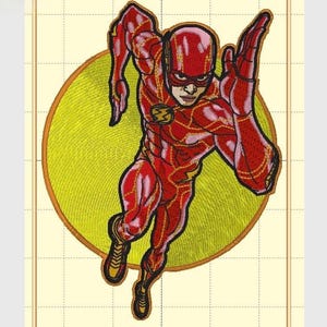Broderidesign, Speedster-design, broderimaskin, serietidningsdesigner, superhjältedesign, flash-/superhjältebroderi/pes-fil