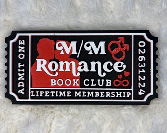 3D Printed M/M Romance Book Club Ticket | LGBTQ Bookshelf Decor