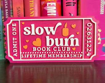 3D Printed Slow Burn Romance Book Club Ticket | BookTok Shelf Decor