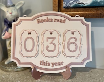 Reading Tracker, Customizable Colors, 3D Printed Bookshelf Decor