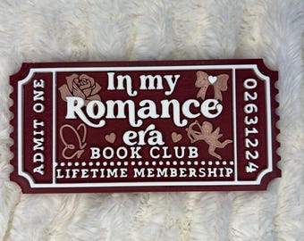 In My Romance Era Book Club 3D printed ticket | Bookshelf Decor
