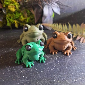 Zabawka-fidget w kształcie żaby drukowana w 3D | Wystrój Cottagecore | Goblincore Home | Osobliwe ciekawostki | Wystrój terrarium i akwarium dla gadów |