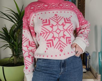 Vintage 80s snowflake graphic acrylic knit sweater