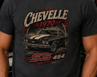 1970 Chevelle SS 454 Shirt, Black Chevelle Muscle Car Tee, Classic Chevrolet SS Shirt, Vintage Chevelle Gift , Car Guy Shirt