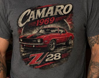 1969 Camaro Z28 Shirt, Vintage Muscle Car Tee, Red Camaro Graphic Shirt, Classic American Car Shirt, Car Guy Gift