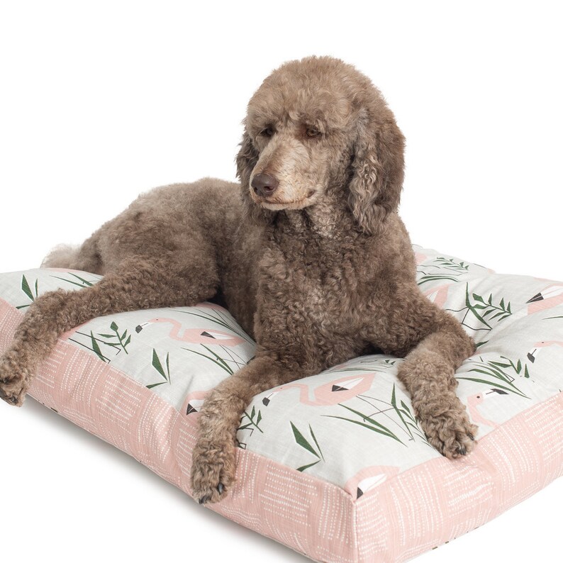 Flamingo Dog Bed Waterproof Blush Large Modern Dog Bed Palm Etsy