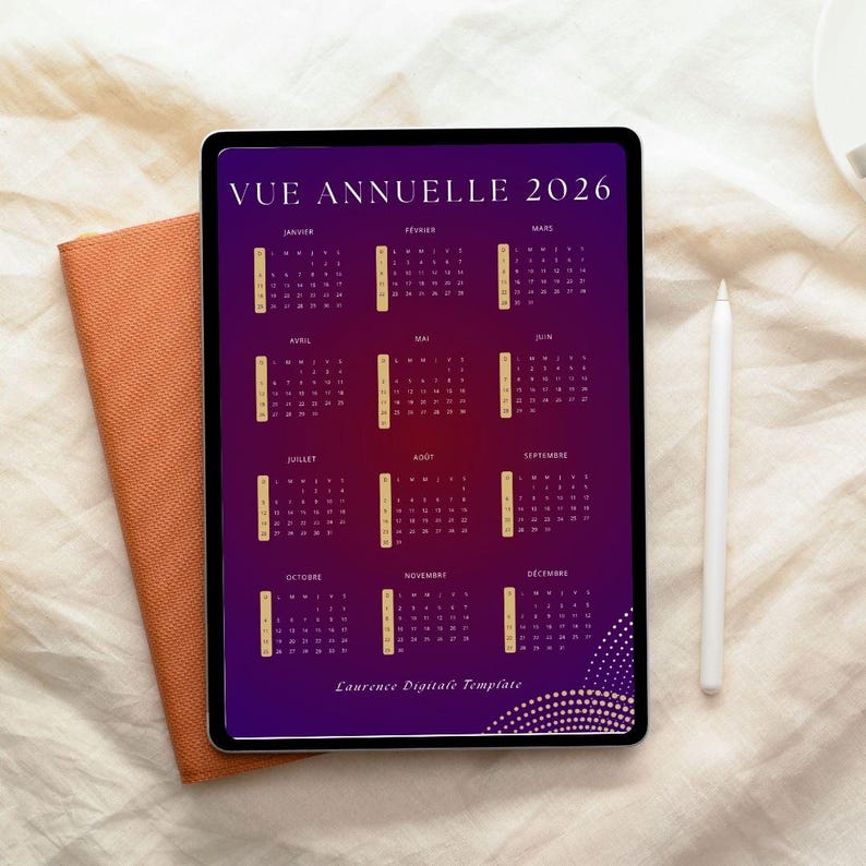Agenda Semainier 2026 Finocam - Format Horizontal, Couverture Rigide, élastique