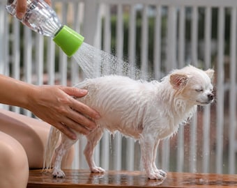 Cepillo de ducha de silicona para mascotas, botella pulverizadora portátil
