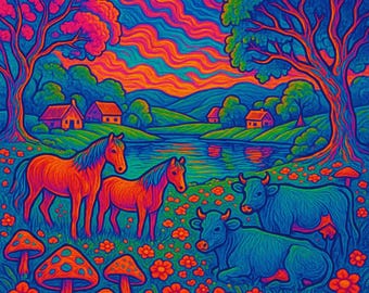 Psychedelic Countryside Digital Painting