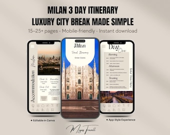 Milan 3-Day Digital Travel Itinerary | Editable Canva City Guide