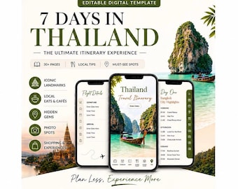 Itinéraire Thaïlande 7 jours | Guide de voyage de Bangkok et de Phuket | Planificateur de voyage PDF | Téléchargement numérique