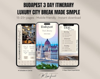 Budapest 3-Day Digital Travel Itinerary | Editable Canva City Guide