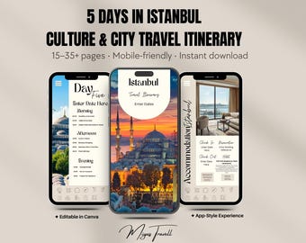 Istanbul 5-Day Digital Travel Itinerary | Editable Canva City Guide