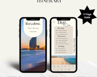 Barcelona 3-Day Digital Travel Itinerary | Editable Canva City Guide