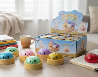 Dumplings blandos y exprimibles - Set de juguetes sensoriales suaves con purpurina