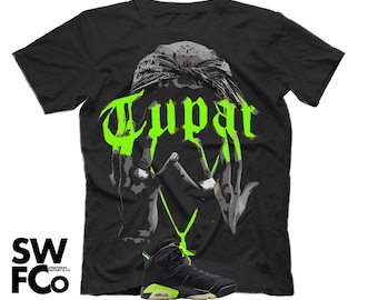Camiseta extragrande Tupac Air Jordan 6 Verde eléctrico