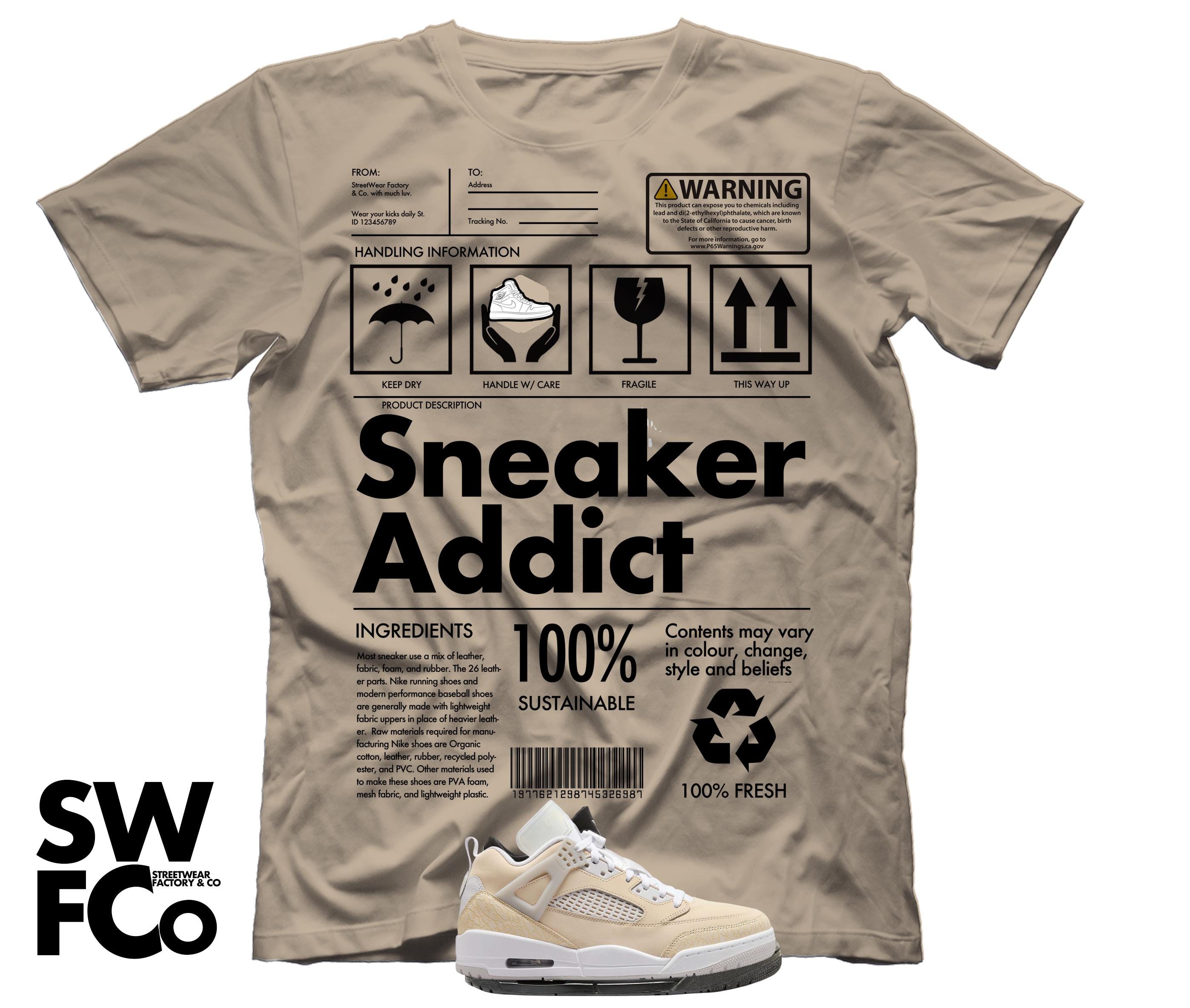 Sneaker Addict Oversize Tee Jordan Spizike Low Sanddrift Vast Gris