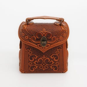 Boho handgemachte geprägte Leder 3in1 Mini Cabrio Rucksack Geldbörse Crossbody